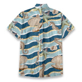 Star Tide Shadow – Retro Pictorial Nautical Wave Stripe Shirt